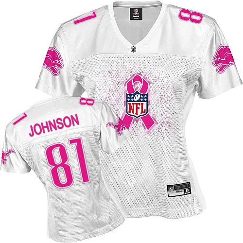 Lions #81 Calvin Johnson White 2011 Breast Cancer Awareness Stitched NFL Jersey